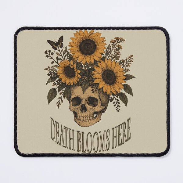Item preview, DEATH BLOOMS HERE | Gothic Sunflower Skull designed and sold by aliceraecreates.