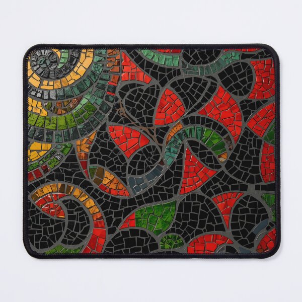 Item preview, Gaudi Inspired Spiral Mosaic Swirl Red Green Black Pattern designed and sold by GrinGalore.