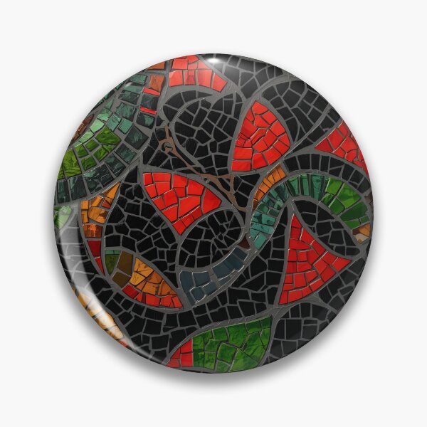 Item preview, Gaudi Inspired Spiral Mosaic Swirl Red Green Black Pattern designed and sold by GrinGalore.