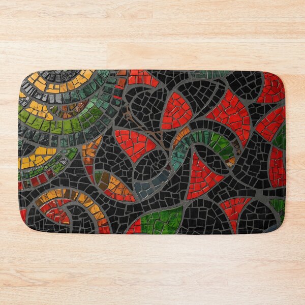 Item preview, Gaudi Inspired Spiral Mosaic Swirl Red Green Black Pattern designed and sold by GrinGalore.