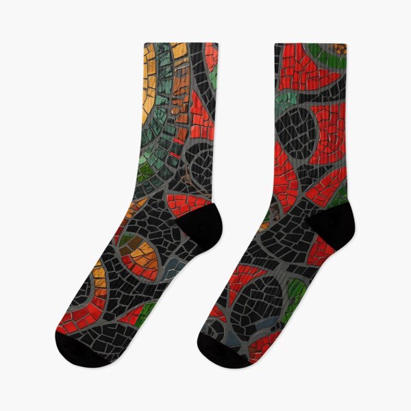 Item preview, Gaudi Inspired Spiral Mosaic Swirl Red Green Black Pattern designed and sold by GrinGalore.