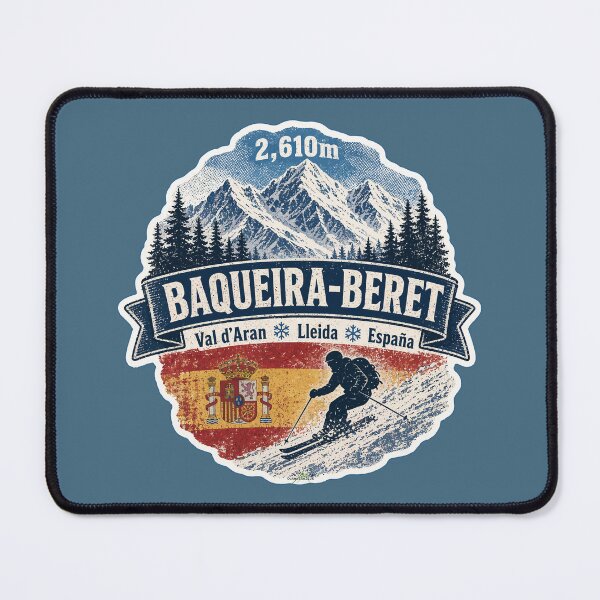 Item preview, Baqueira-Beret Pyrenees Spain Skiing Ski Sticker TShirt 01 designed and sold by OuterShellUK.