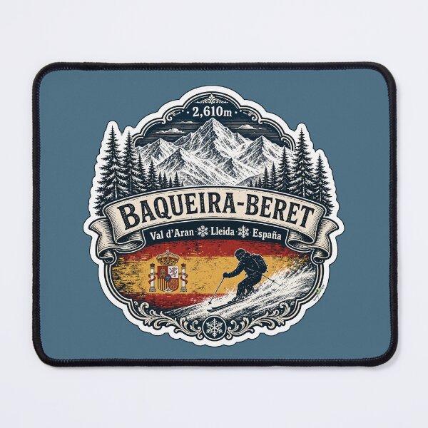 Item preview, Baqueira-Beret Pyrenees Spain Skiing Ski Sticker TShirt 02 designed and sold by OuterShellUK.