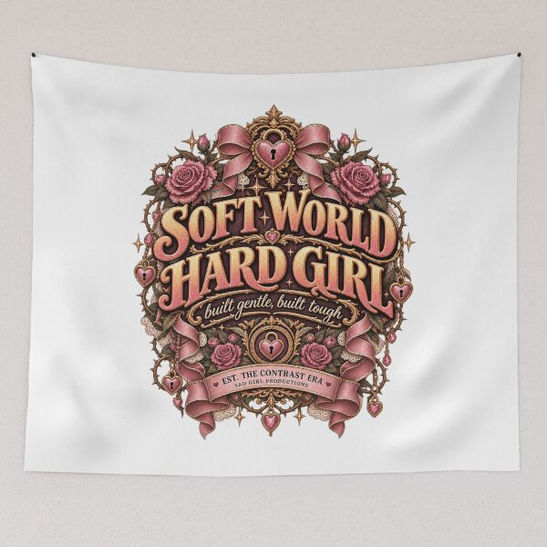 Item preview, Soft World Hard Girl Sad Girl Design designed and sold by InkroarCo.