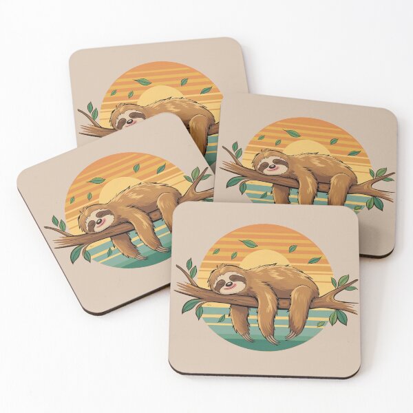 Item preview, Cute Sleeping Sloth Retro Sunset designed and sold by Veganizer.art.