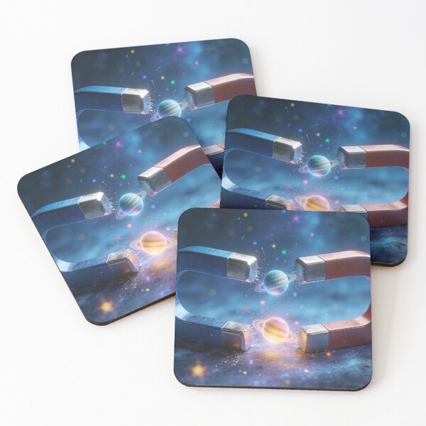 Item preview, Cosmic Magnet Attraction - Planets, Stars and Magnetic Field Space Art designed and sold by OksArtStudio.