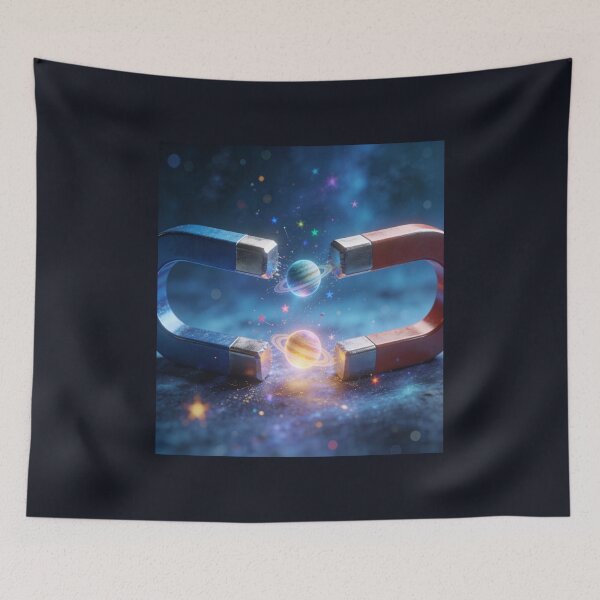 Item preview, Cosmic Magnet Attraction - Planets, Stars and Magnetic Field Space Art designed and sold by OksArtStudio.