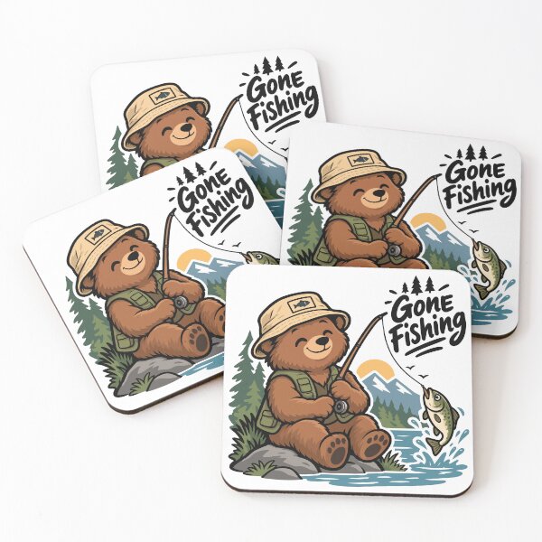 Item preview, Cute Fishing Bear Gone Fishing Outdoors designed and sold by DesignGraphica.