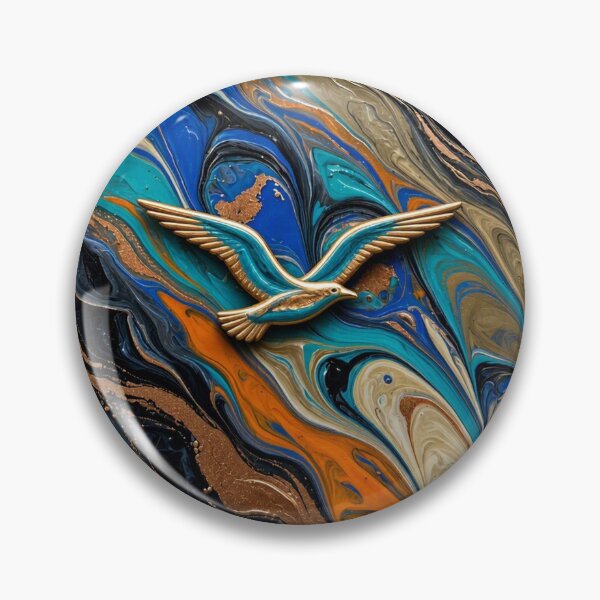 Item preview, Golden Seabird Crest - Mystical Heart Emblem Fluid Art Collection designed and sold by Breezes-of-Ida.