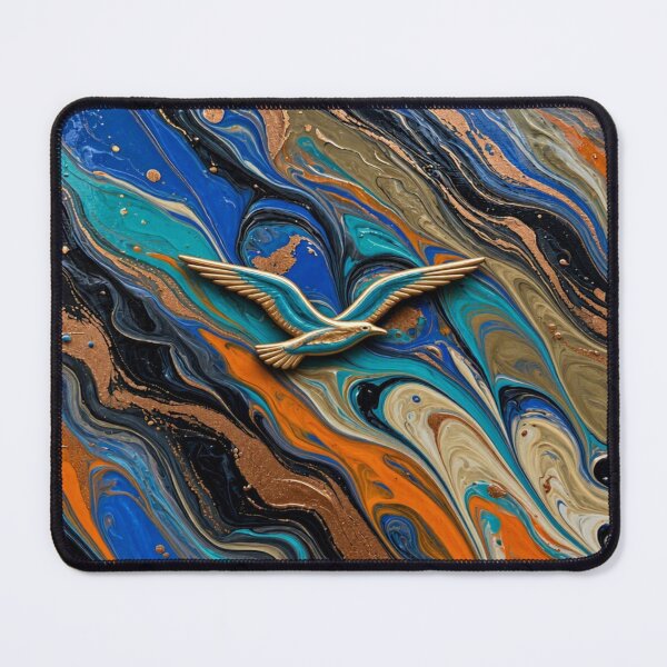Item preview, Golden Seabird Crest - Mystical Heart Emblem Fluid Art Collection designed and sold by Breezes-of-Ida.