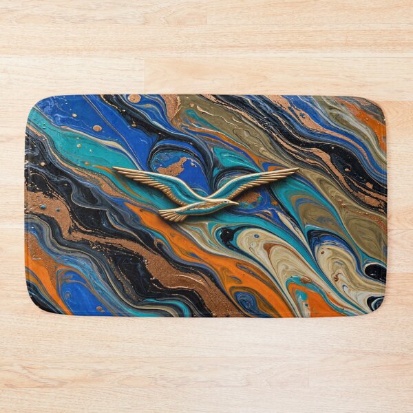 Item preview, Golden Seabird Crest - Mystical Heart Emblem Fluid Art Collection designed and sold by Breezes-of-Ida.