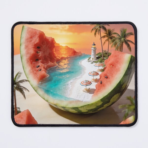 Item preview, Watermelon Island Beach - Surreal Tropical Sunset Miniature Art designed and sold by OksArtStudio.