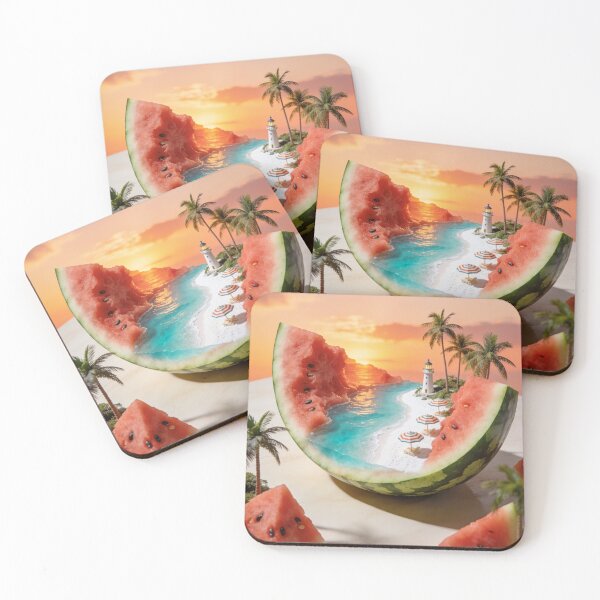Item preview, Watermelon Island Beach - Surreal Tropical Sunset Miniature Art designed and sold by OksArtStudio.