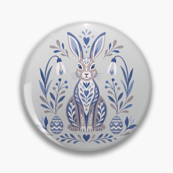 Item preview, Blue and Mauve Floral Rabbit Illustration designed and sold by hattie's.