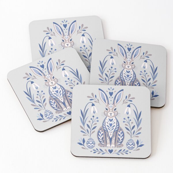 Item preview, Blue and Mauve Floral Rabbit Illustration designed and sold by hattie's.