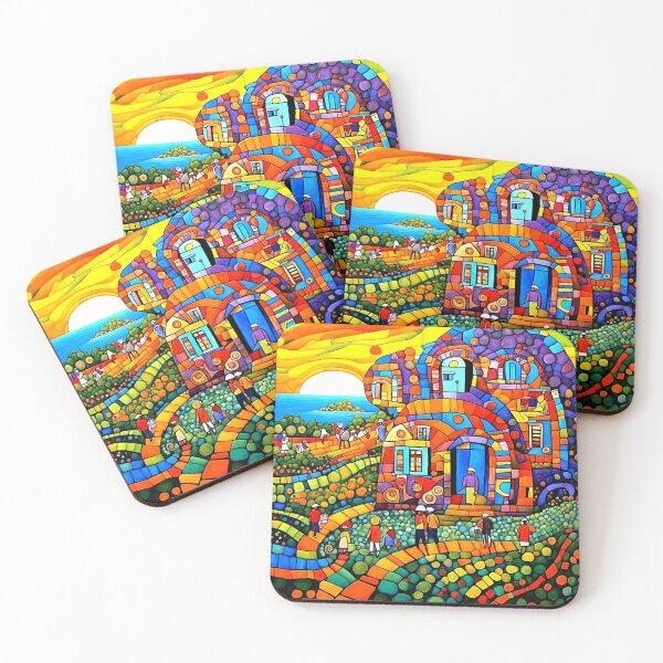Item preview, Mosaic Village by the sea designed and sold by George Hutton Hunter.