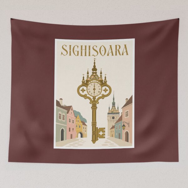Item preview, Sighisoara Golden Clock Key Travel Poster designed and sold by Beyond Destinations.