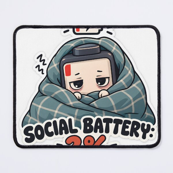 Item preview, Social Battery Low 2% Tired Cute Blanket Design designed and sold by SnapStickerHub.