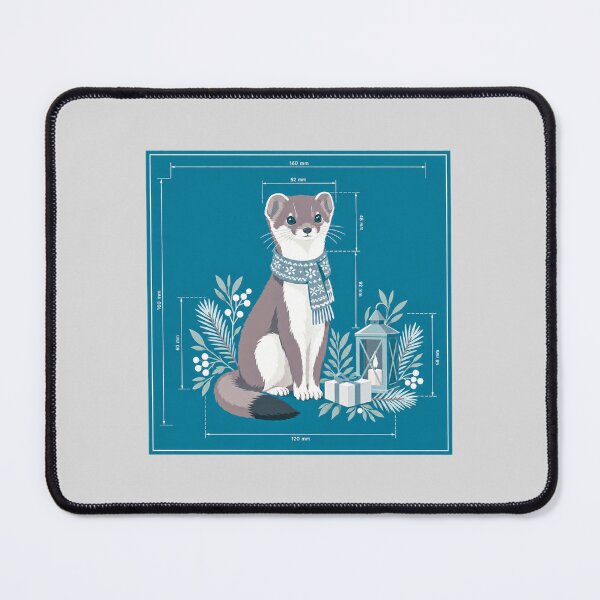 Item preview, Winter Ferret Illustration with Measurement Overlay designed and sold by hattie's.