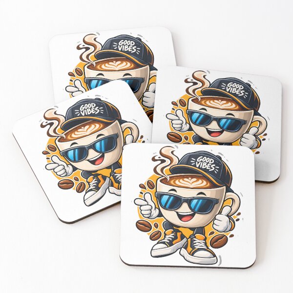 Item preview, Cool Coffee Cup Good Vibes Mascot designed and sold by SnapStickerHub.