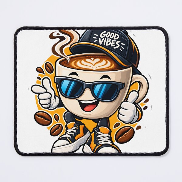 Item preview, Cool Coffee Cup Good Vibes Mascot designed and sold by SnapStickerHub.