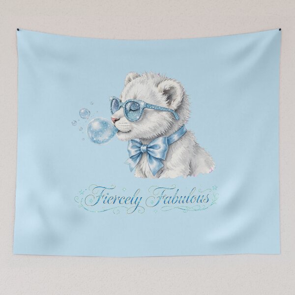 Item preview, Fiercely Fabulous Blue Lion Cub Winking - Cute Coquette designed and sold by Vibe-Vary.