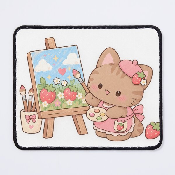 Item preview, Cute Strawberry Cat Artist Kawaii Sticker designed and sold by Kiralemon.