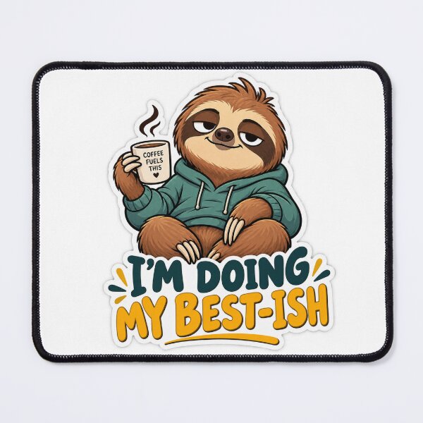Item preview, Funny Sleepy Sloth Coffee Doing My Best-ish designed and sold by SnapStickerHub.