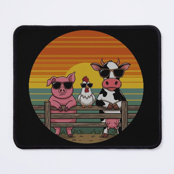 Item preview, Cool Farm Cow Chicken Pig Sunglasses Retro Sunset designed and sold by Veganizer.art.