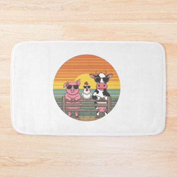 Item preview, Cool Farm Cow Chicken Pig Sunglasses Retro Sunset  designed and sold by Veganizer.art.