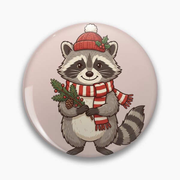 Item preview, Cozy Christmas Raccoon with Evergreen Sprig designed and sold by PunchDrop.