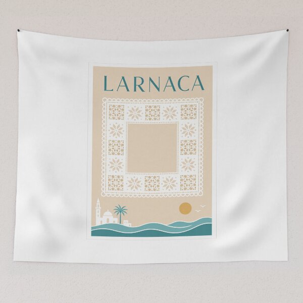 Item preview, Larnaca Lefkara Lace Cyprus Travel Poster designed and sold by Beyond Destinations.