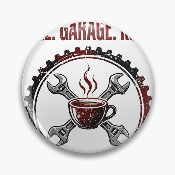 Item preview, Coffee. Garage. Repeat. - Crossed Wrenches Gear Badge designed and sold by Dudas Garage & Outdoors.