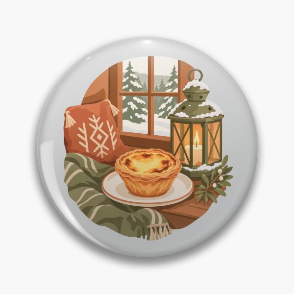 Item preview, Cozy Winter Window with Pie and Lantern designed and sold by hattie's.