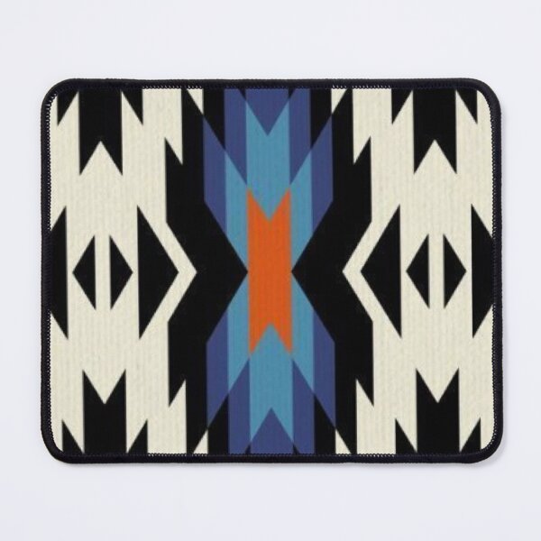 Item preview, Southwestern Native Tribal Pattern Aztec Geometric Mosaic Blue Orange designed and sold by LYAN-STORE.