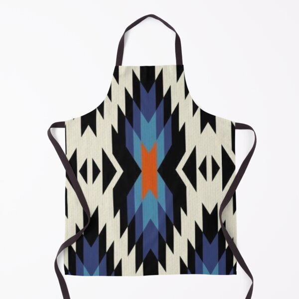 Item preview, Southwestern Native Tribal Pattern Aztec Geometric Mosaic Blue Orange designed and sold by LYAN-STORE.