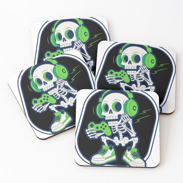 Item preview, Skeleton Gamer – Retro Gaming Skull with Headphones designed and sold by SnapStickerHub.