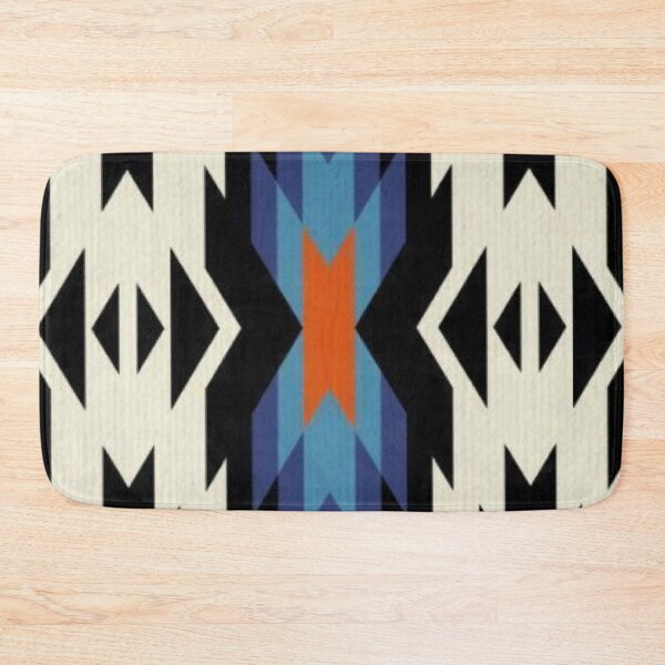 Item preview, Southwestern Native Tribal Pattern Aztec Geometric Mosaic Blue Orange designed and sold by LYAN-STORE.
