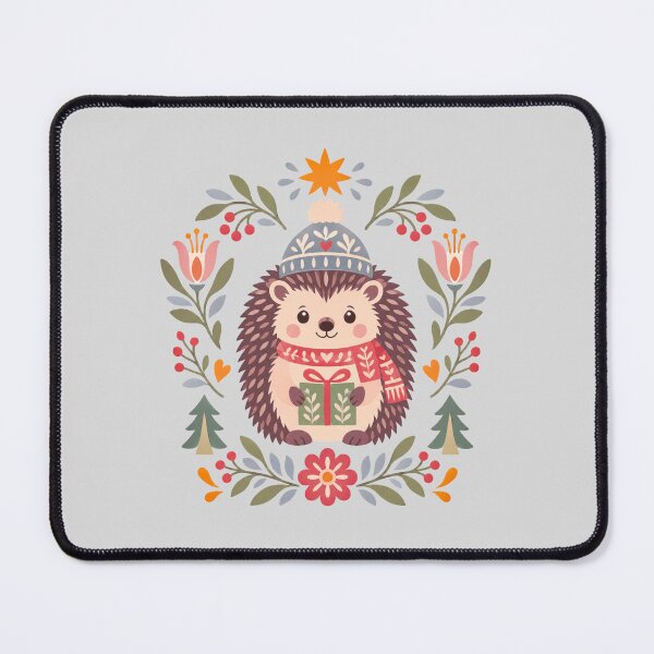Item preview, Festive Hedgehog with Winter Flowers and Gift designed and sold by hattie's.