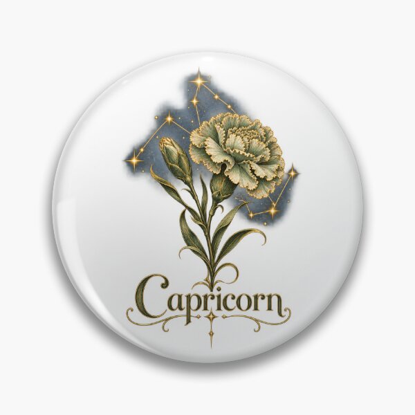 Item preview, Capricorn Zodiac Botanical | Celestial Carnation Art | Capricorn Birthday Gift designed and sold by Brackenlume Studio.