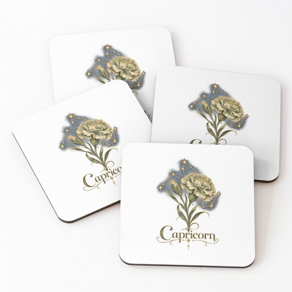 Item preview, Capricorn Zodiac Botanical | Celestial Carnation Art | Capricorn Birthday Gift designed and sold by Brackenlume Studio.