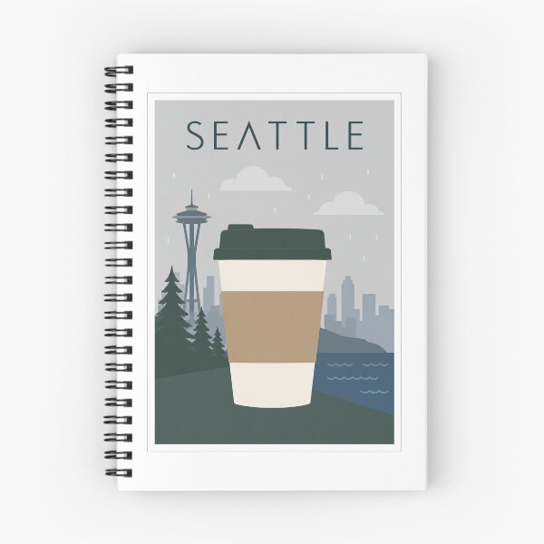 Item preview, Seattle Coffee Cup Rainy Travel Poster designed and sold by Beyond Destinations.