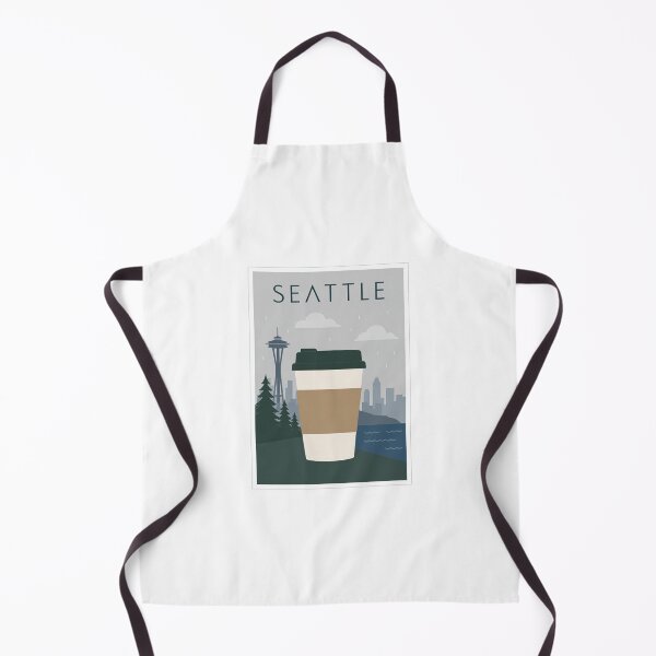 Item preview, Seattle Coffee Cup Rainy Travel Poster designed and sold by Beyond Destinations.