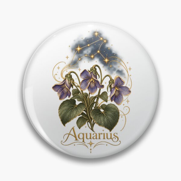 Item preview, Aquarius Zodiac Botanical | Celestial Violet Art | Aquarius Birthday Gift designed and sold by Brackenlume Studio.