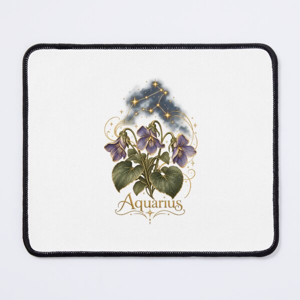 Item preview, Aquarius Zodiac Botanical | Celestial Violet Art | Aquarius Birthday Gift designed and sold by Brackenlume Studio.