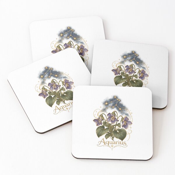 Item preview, Aquarius Zodiac Botanical | Celestial Violet Art | Aquarius Birthday Gift designed and sold by Brackenlume Studio.
