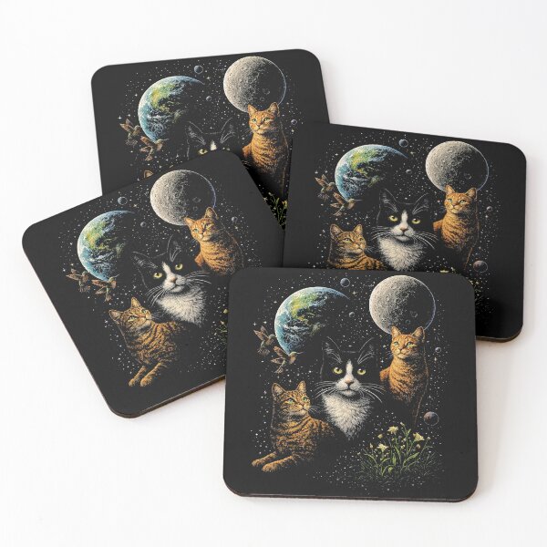 Item preview, Vintage Cosmic Cats Under Moon designed and sold by SassCity.