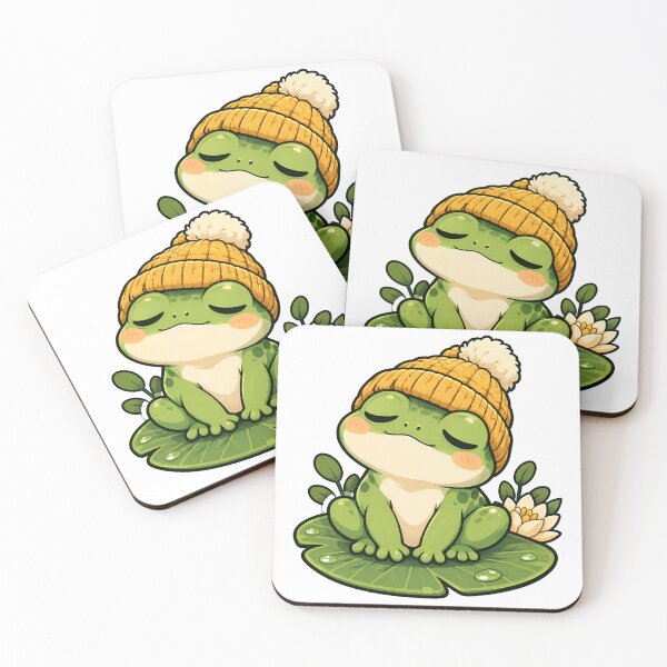 Item preview, Sleepy Frog in Cozy Beanie on Lily Pad designed and sold by SnapStickerHub.
