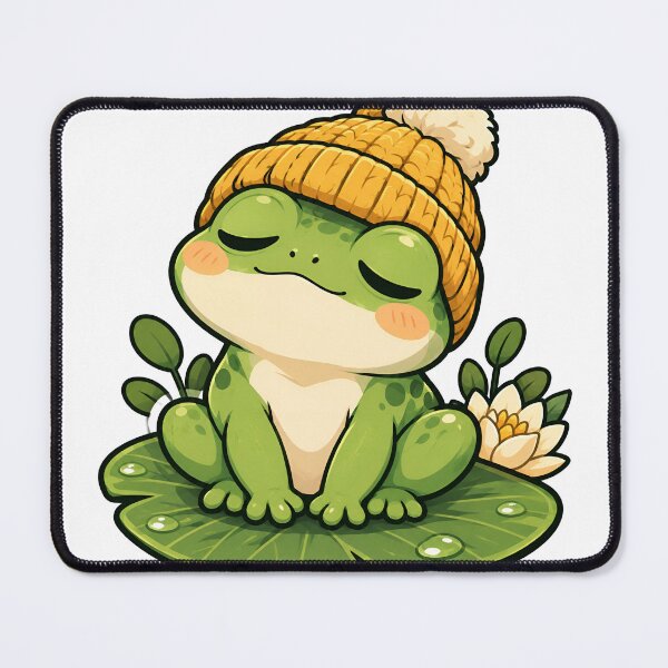Item preview, Sleepy Frog in Cozy Beanie on Lily Pad designed and sold by SnapStickerHub.