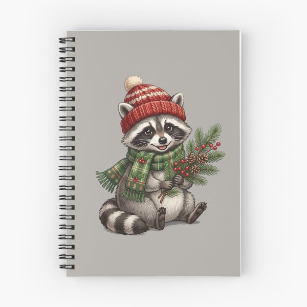 Item preview, Festive Christmas Raccoon in a Knit Hat designed and sold by PunchDrop.